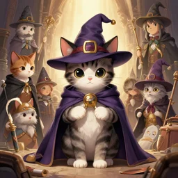 kitten wizard, extremely detailed, sharp focus, wide view, smooth, digital illustration, by james jean, by rossdraws, frank franzzeta, mcbess, sakimichan, brosmin, danton fadeev, steve simpson