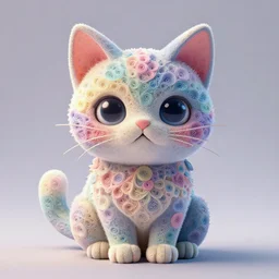 a beautifull intricate cute 3 d cat made of fractal, pastel color, unreal engine, by octane render by ellen jewett