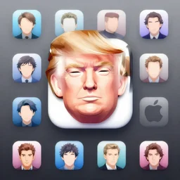stylized minimalist face icon of donald trump, loftis, cory behance hd by jesper ejsing, by rhads, makoto shinkai and lois van baarle, ilya kuvshinov, rossdraws global illumination, in the style of apple ios icons