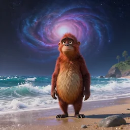 a cinematic still from weeoolapingo of yurno mcgignon, ((octane render, nvidia raytracing demo)), masterpiece, ((waves, beach, nebula))