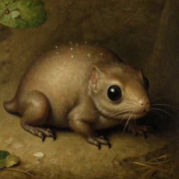 close up view of one critter, painting by hieronymus bosch