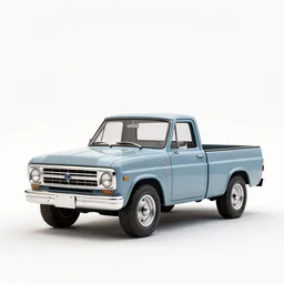 miniature vintage pickup truck, clean 3d render, octane render, isolated on a pure white background, centered, entire object in frame, sharp focus, soft studio lighting