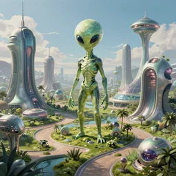 alien landscape, beautiful, solarpunk, trending on artstation, 8 k, high detail, by shrimbly flingleston