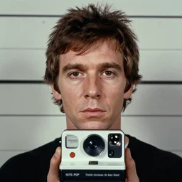 Mugshot Portrait of Iggy Pop, taken in the 1970s, photo taken on a 1970s polaroid camera, grainy, real life, hyperrealistic, ultra realistic, realistic, highly detailed, epic, HD quality, 8k resolution, body and headshot, film still, front facing, front view, headshot and bodyshot, detailed face, very detailed face