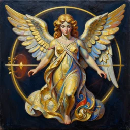 intricate five a beautiful angel formed by the golden ratio by pablo picasso, oil on canvas, hdr, high detail, photo realistic, hyperrealism, matte finish, high contrast, 3 d depth, centered, masterpiece, vivid and vibrant colors, enhanced light effect, enhanced eye detail, artstationhd