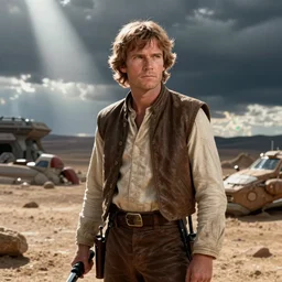 Young Matt Dillon as Han Solo in Star Wars, hyperrealism, movie still, science fiction