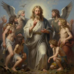 a hyper - detailed 3 d render like a oil painting of god speaking with his creation, surrealism!!!!! surreal concept art, lifelike, photorealistic, digital painting, aesthetic, smooth, sharp focus, artstation hd, by greg rutkowski, chris tulloch mccabe, valentina remenar and asher duran,