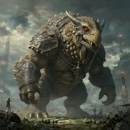 highly detailed elden ring portrait photo of a huge mumakil - torterra in a scenic mythpunk environment, hyperrealistic illustration by boris vallejo