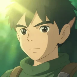 closeup face of fantasy commando spirit, in a gentle green dawn light, clean cel shaded vector art, eyvind earle, studio ghibli painting, cinematic lighting, volumetric lighting, smooth, sharp focus, highly detailed, render in unreal engine 5, artstation, deviantart, behance, trending, epic composition, octane, light rays, award - winning