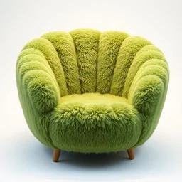 a fluffy armchair in the shape and style of an avocado