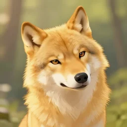 cute drawing of a golden wolf tilting its head, hd, 8 k