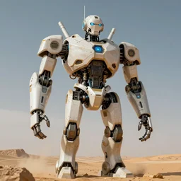 enormous intricate humanoid robot in the desert 8k high resolution realistic