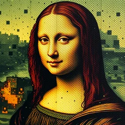 mona lisa printed on lsd blotter, close up shot