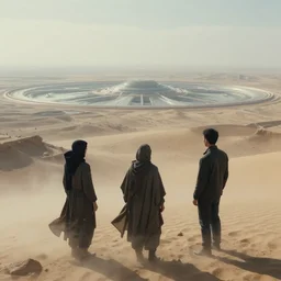 windswept vista overlooking distant futuristic tundra basin. jasmin habezai - fekri, anton fadeev, tony zhou shuo.