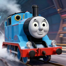 thomas the tank engine terminator portrait, by don bluth, sci - fi environment, highly detailed, dynamic shadows, 4 k, wallpaper - 1 0 2 4