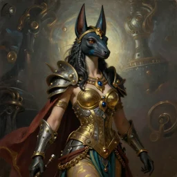 Mystical Valkyrie, Portrait of a beautiful female Atlantean Anubis Alien Warrior, Regal, Realistic, Refined, Detailed Digital Art, François Boucher, Oil Painting, Michael Cheval, Esao Andrews, Art Frahm, Steampunk, Walt Disney (1937), frank frazetta, dynamic lighting, daily deviation, very very very very very beautiful, Highly Detailed, Cinematic Lighting, Unreal Engine, 8k, HD