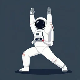 a still frame illustration of a an astronaut doing yoga by quint buchholz, cheng hsiao - ron, wes anderson, fujita goro, edward hopper, kiuchi tatsuro, rene magritte
