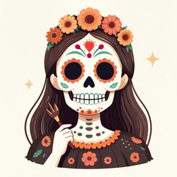 Illustration of a sugar skull day of the dead girl, art by christopher vacher