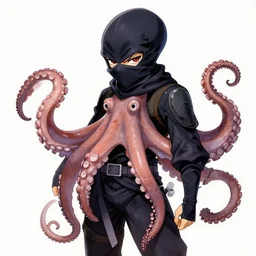 professional anime rendering of an octopus dressed as a ninja. intricate, anime manga style, trending on art statio.