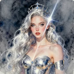 claymore princess, pinterest, artstation trending, behance, watercolor, by coby whitmore, silver, laser light,