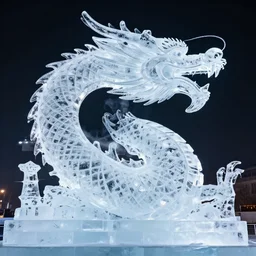 dragon sculpture made of ice