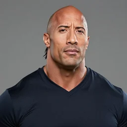 dwayne johnson with a mullet, realistic, clean, detailed