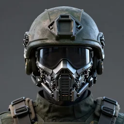military headgear helmet soldier nano tech mechanical mask vision future sharp crisp front view faceless trending on artstation digital paint 4 k render unreal engine digital painting