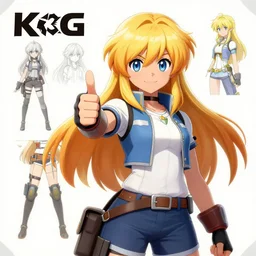 Samus Portrait of her doing a thumbs up, KKG Artbook by ZeroNis, Character Design MMRPG Job System