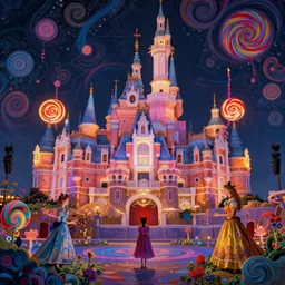 photo of palace bioillumination ray tracing hdr in matte painting whimsical fairy wonderland vibrant colors candyland wonderland gouache swirls detailed by beatrix potter daniela uhlig and jamie hewlett