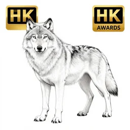 professional line art of a wolf, high quality, HD, 8K, award-winning