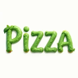 weird green text style spells the word pizza