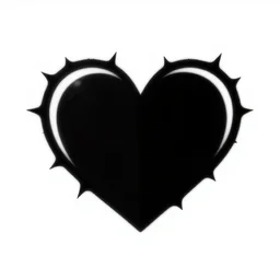 crimson rose city made of thorns, simple vector logo with a large black heart on a white background