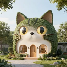 cat - shaped house. architectural render photo.