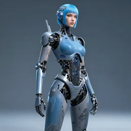 cyber woman robot like zima blue full body with tattoos, concept art, sharp focus, cinematic lighting, scifi parts, sci fi robot, long shot