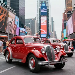 vintage cars in times square in the 1 9 7 0 s, photorealistic, hyperdetailed 3 d matte painting, hyperrealism, hyperrealistic, cinematic, unrealengine octane render