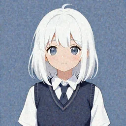 a cute girl with cut to shoulder white hair wearing school uniform, sharp focus, pure background color, illustration, morandi color scheme, art station, by ilya kuvshinov
