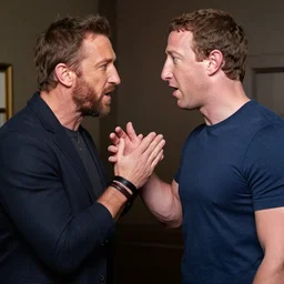 Mark Zuckerberg having a heated argument with Tom Hardy