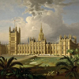 Houses of Parliament with tropical plants, painted by William Hogarth