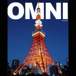 1979 OMNI Magazine Cover of the base of Tokyo tower in neo-Tokyo in cyberpunk style by Vincent Di Fate