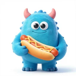 blob monster eating a hotdog