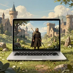 apple Macbook air medieval illustration