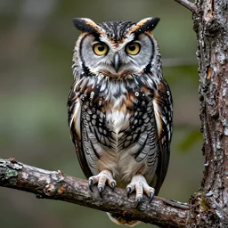 beautiful hyperrealist highly detailed cinematic lighting nature photograph of a elf owl on a tree branch, symmetrical full body, beautiful high contrast woodcut, moebius and charles burns comic style, shocking detail trending on artstation 8 k