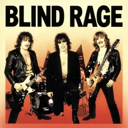 1 9 8 0 s rock album cover for a band called blind rage by alan lee and picasso