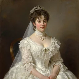 oil portrait of a victorian lady wearing a beautiful lace wedding dress by greg rutowsky, trending on artstation