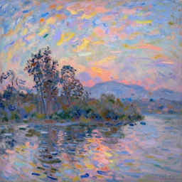 Under a technicolor sky, in the style of Monet