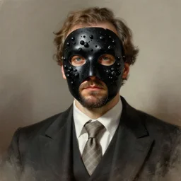 a man wearing a blackberry mask and formal suit, digital painting, highly detailed, by rutkovski, beksinski, durer