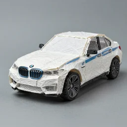BMW made out of tissue paper, tissue paper art