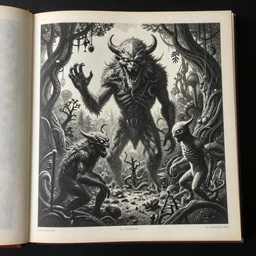 uncanny monsters of the imagination in a surreal risograph alchemical manuscript