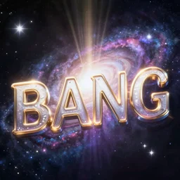 BANG with sparkling galaxy, heavenly light, beautiful lighting, highly detailed digital art.