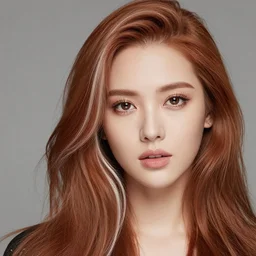 a very beautiful young woman with auburn hair with a streak of white